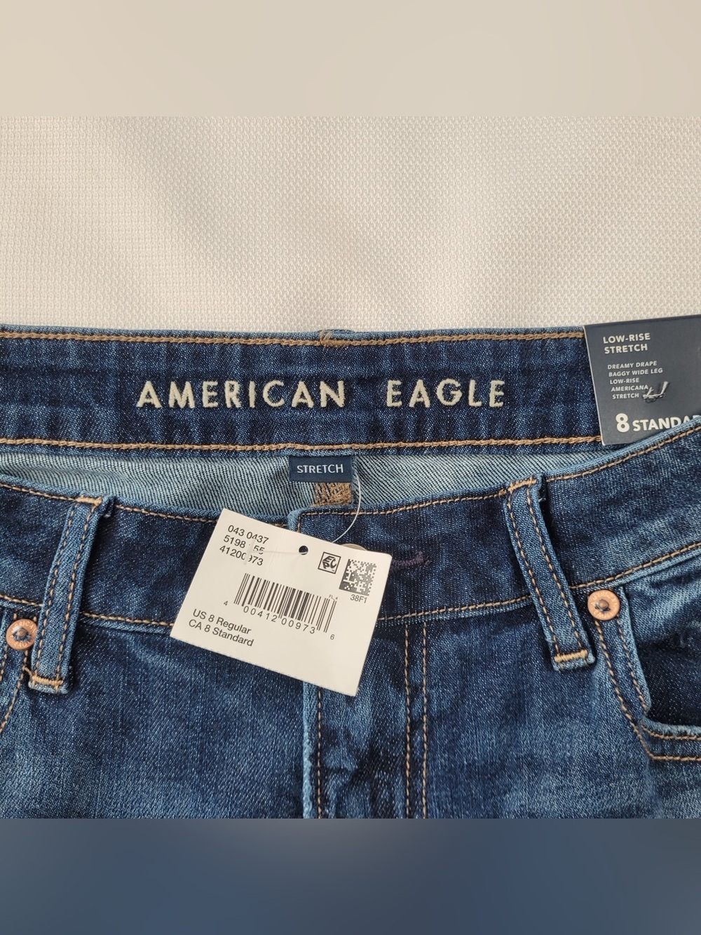✅ NWT American Eagle Dreamy Drape Baggy Wide Leg Jeans Blue Wash size 8 / 29 R - Picture 3 of 11